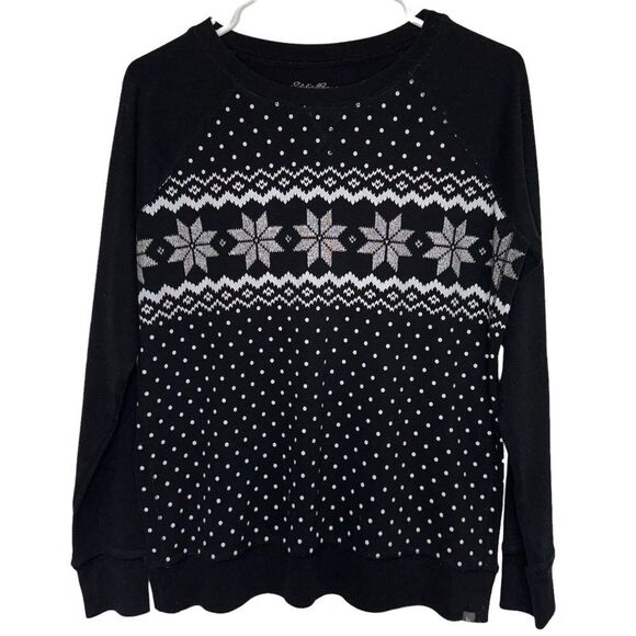 eddie bauer black and white holiday print Crewneck - Picture 1 of 7